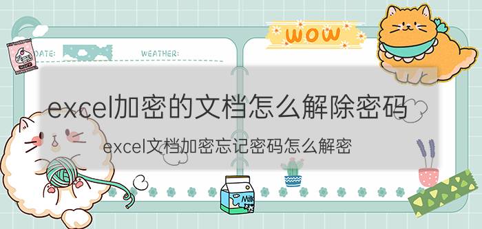 excel加密的文档怎么解除密码 excel文档加密忘记密码怎么解密？